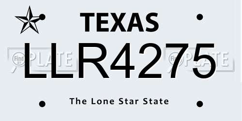LLR4275 Texas License Plate