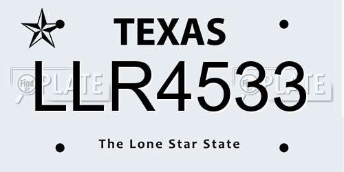 LLR4533 Texas License Plate