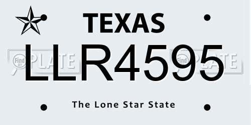 LLR4595 Texas License Plate
