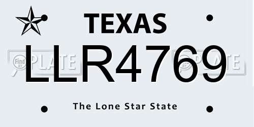 LLR4769 Texas License Plate