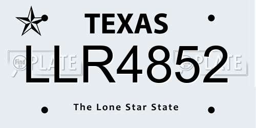 LLR4852 Texas License Plate