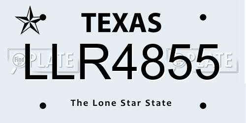 LLR4855 Texas License Plate