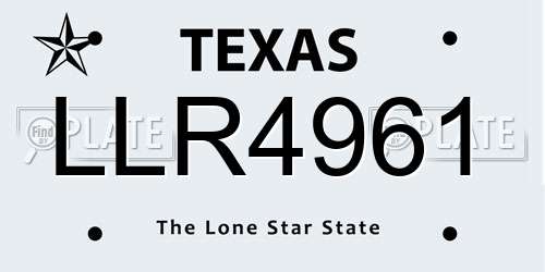 LLR4961 Texas License Plate