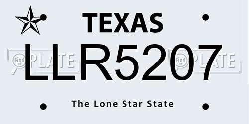LLR5207 Texas License Plate