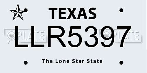LLR5397 Texas License Plate