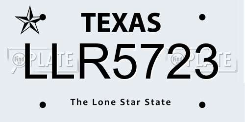 LLR5723 Texas License Plate