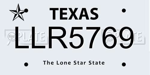 LLR5769 Texas License Plate