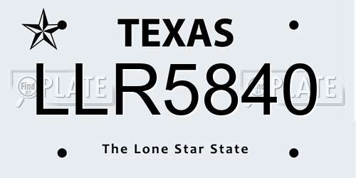 LLR5840 Texas License Plate