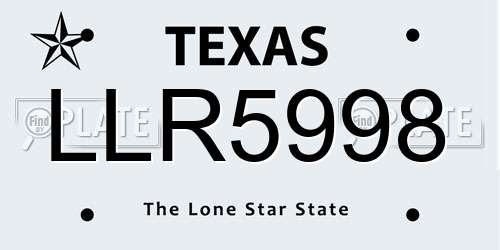 LLR5998 Texas License Plate
