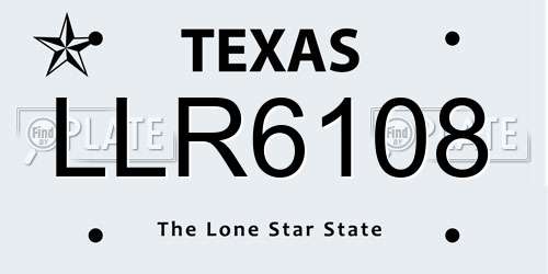 LLR6108 Texas License Plate