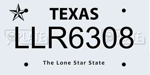 LLR6308 Texas License Plate
