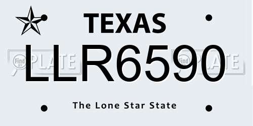 LLR6590 Texas License Plate