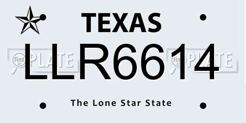 LLR6614 Texas License Plate