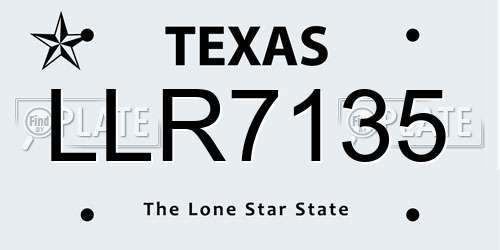 LLR7135 Texas License Plate