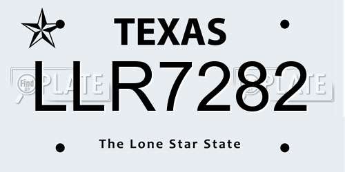 LLR7282 Texas License Plate