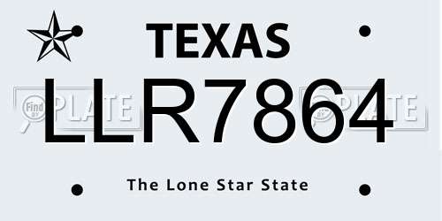 LLR7864 Texas License Plate