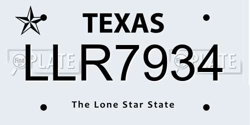 LLR7934 Texas License Plate