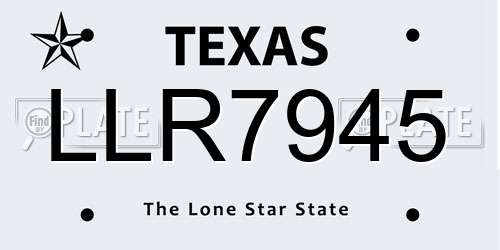 LLR7945 Texas License Plate