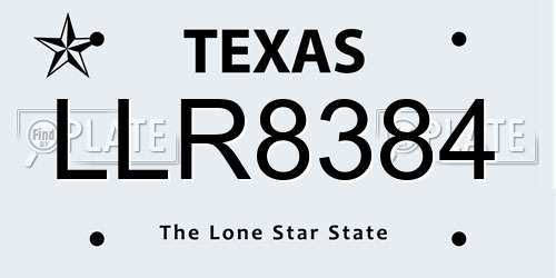 LLR8384 Texas License Plate