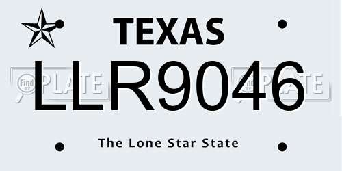 LLR9046 Texas License Plate