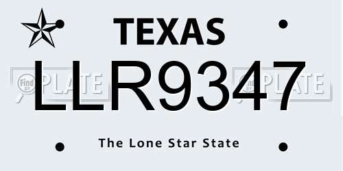LLR9347 Texas License Plate