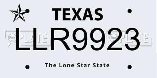 LLR9923 Texas License Plate