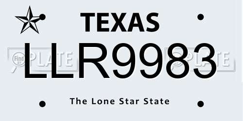 LLR9983 Texas License Plate