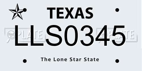 LLS0345 Texas License Plate