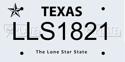 LLS1821 Texas License Plate