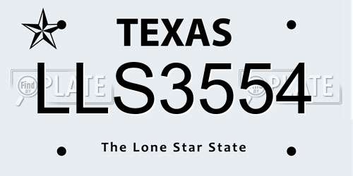 LLS3554 Texas License Plate