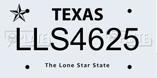 LLS4625 Texas License Plate