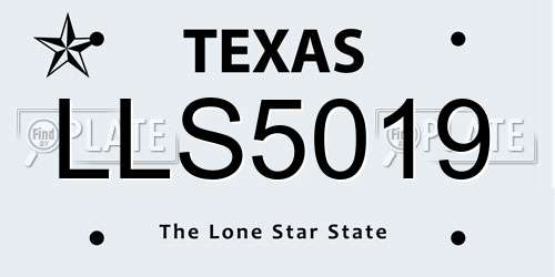 LLS5019 Texas License Plate