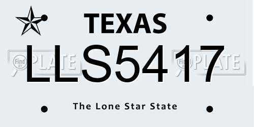 LLS5417 Texas License Plate