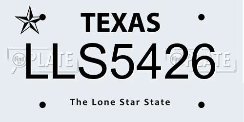 LLS5426 Texas License Plate