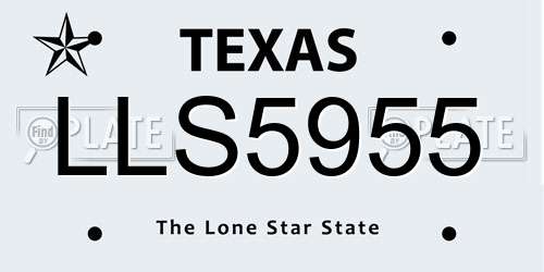 LLS5955 Texas License Plate