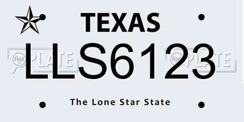 LLS6123 Texas License Plate
