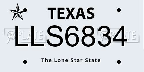 LLS6834 Texas License Plate