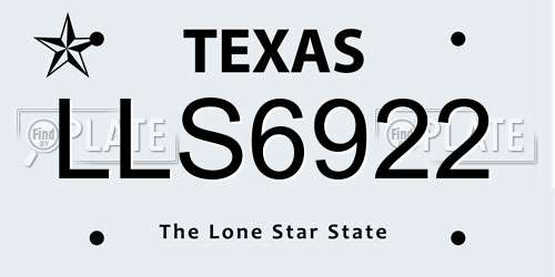 LLS6922 Texas License Plate