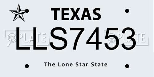 LLS7453 Texas License Plate
