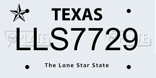 LLS7729 Texas License Plate
