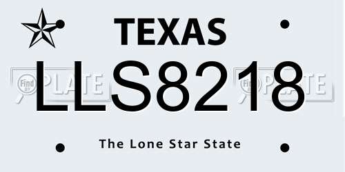 LLS8218 Texas License Plate