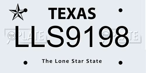 LLS9198 Texas License Plate