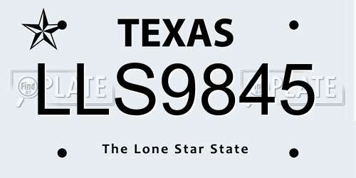 LLS9845 Texas License Plate
