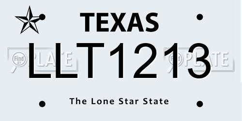 LLT1213 Texas License Plate