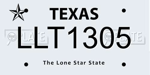 LLT1305 Texas License Plate