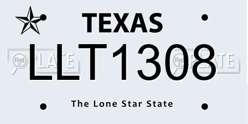 LLT1308 Texas License Plate