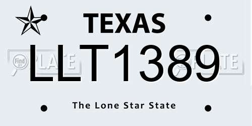 LLT1389 Texas License Plate