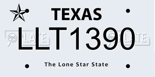 LLT1390 Texas License Plate
