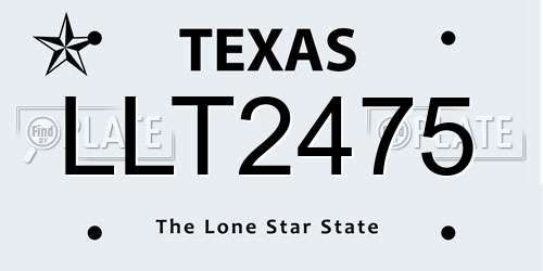 LLT2475 Texas License Plate