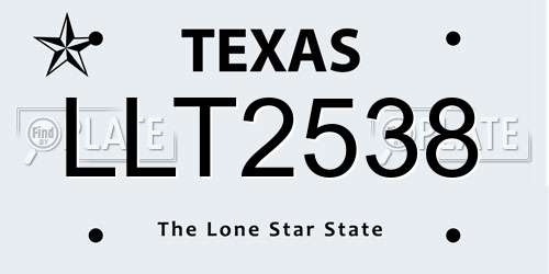 LLT2538 Texas License Plate